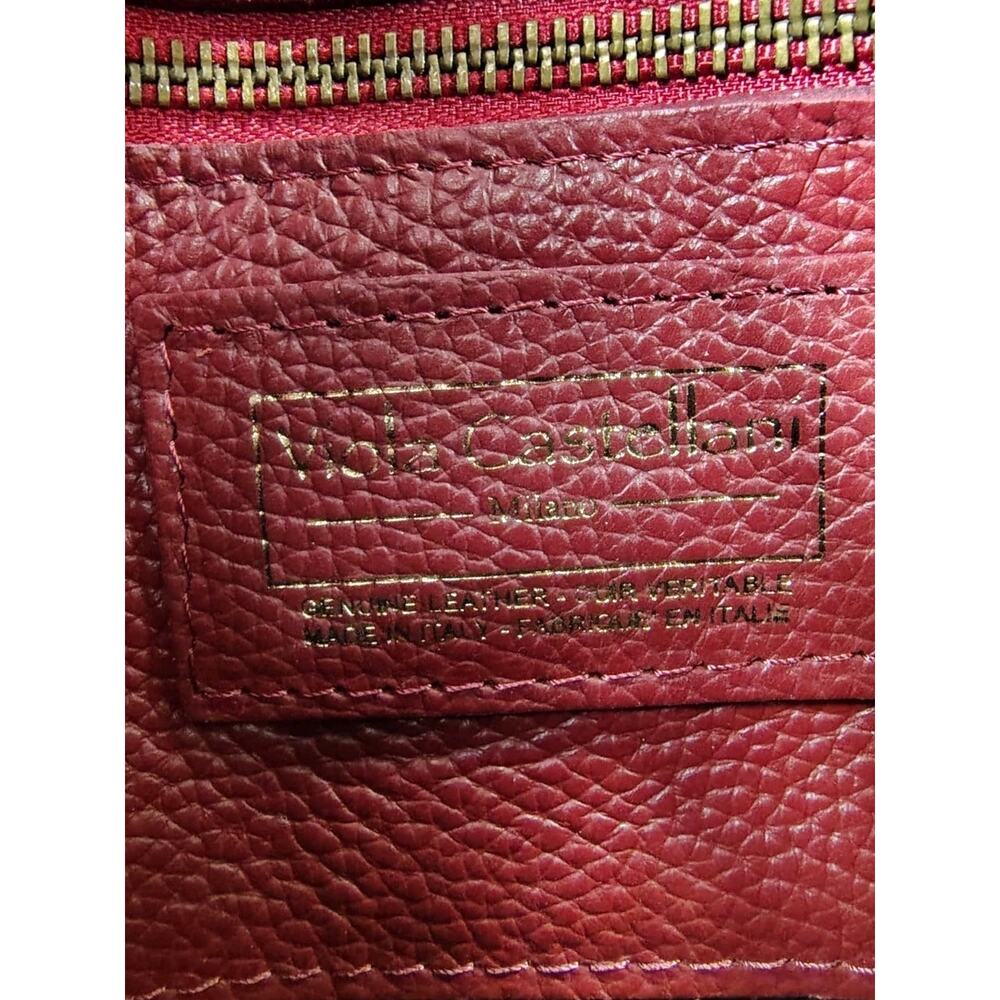 Viola Castellani Crossbody Bag Dark Red Woven Pebbled Leather Made in Italy EUC - Picture 7 of 11